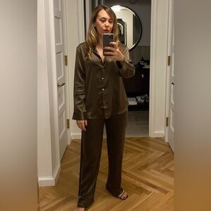 Silk Satin Set Asceno, Green/Gold